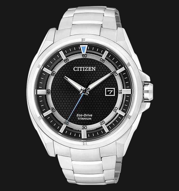 Citizen AW1401-50E Eco Drive Black Dial Titanium Bracelet