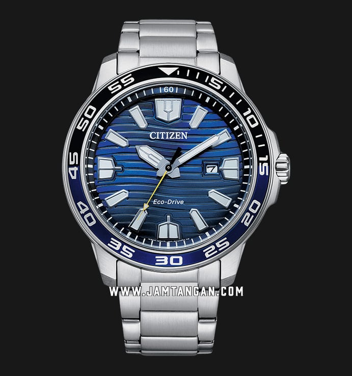 Citizen Eco-Drive AW1525-81L Blue Pattern Dial Stainless Steel Strap