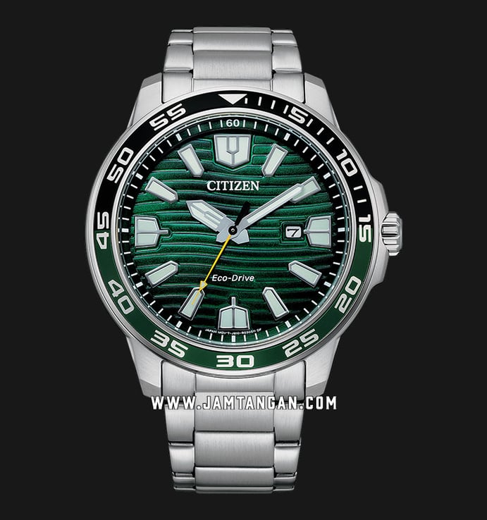 Citizen Eco-Drive AW1526-89X Green Pattern Dial Stainless Steel Strap