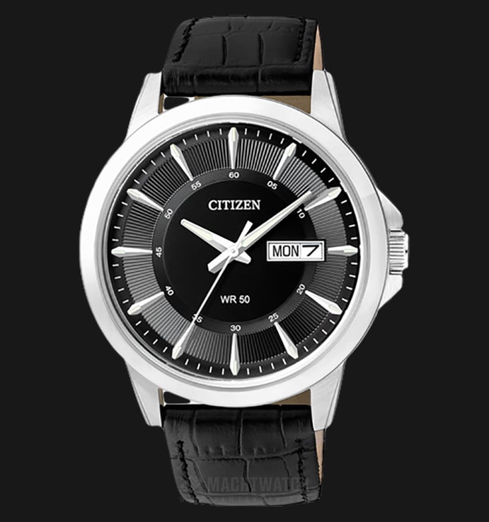 Citizen BF2011-01E Men Watch Black Dial Stainless Steel Case Leather Strap