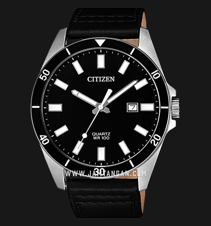 Citizen BI5050-03E Quartz Men Black Dial Black Leather Strap