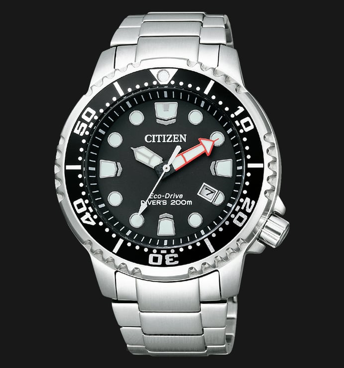 Citizen BN0156-56E Promaster Divers 200M Global Marine Men Black Dial Stainless Steel Strap
