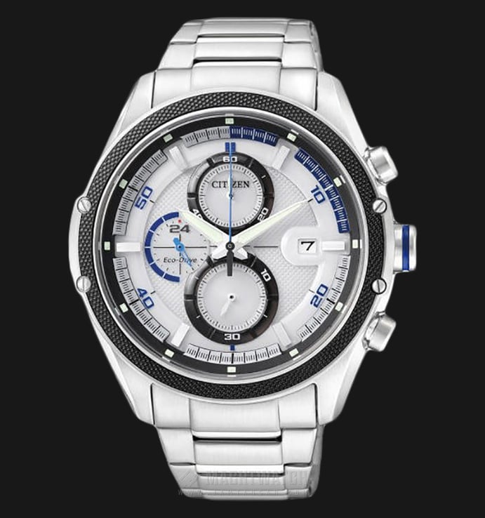 Citizen Eco-Drive CA0120-51A Chronograph White Dial Stainless Steel Strap