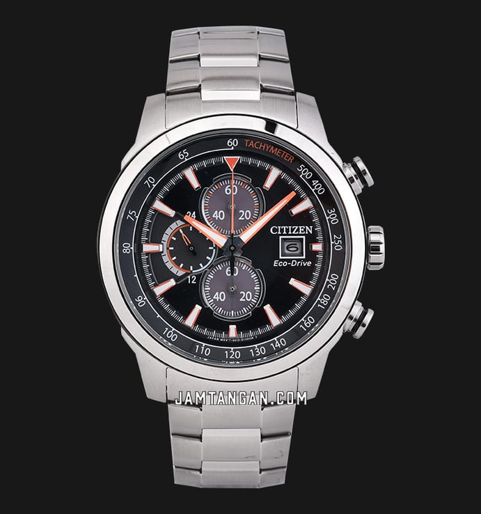 Citizen Eco-Drive CA0574-54E Chronograph Black Dial Stainless Steel Strap