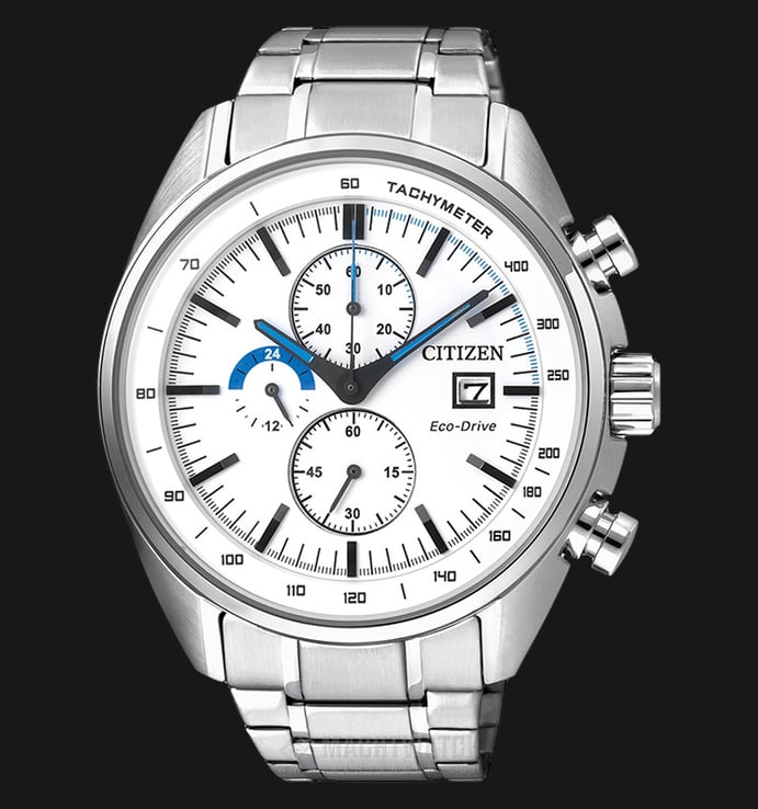 Citizen Eco Drive CA0590-58A Chronograph White Dial Stainless Steel Strap