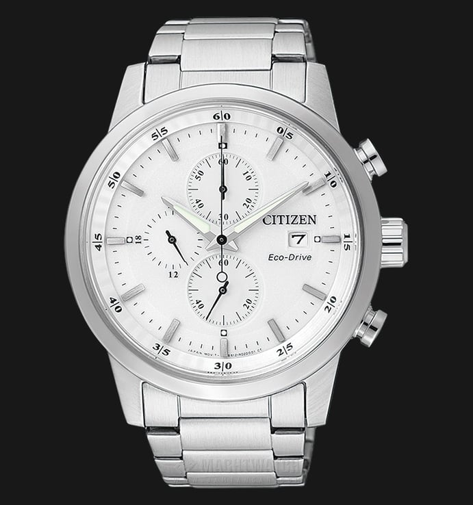 Citizen Eco Drive CA0610-52A Chronograph White Dial Stainless Steel Strap