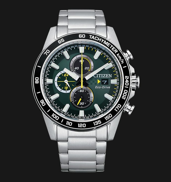 Citizen Chronograph CA0780-87X Eco-Drive Green Dial Stainless Steel Strap