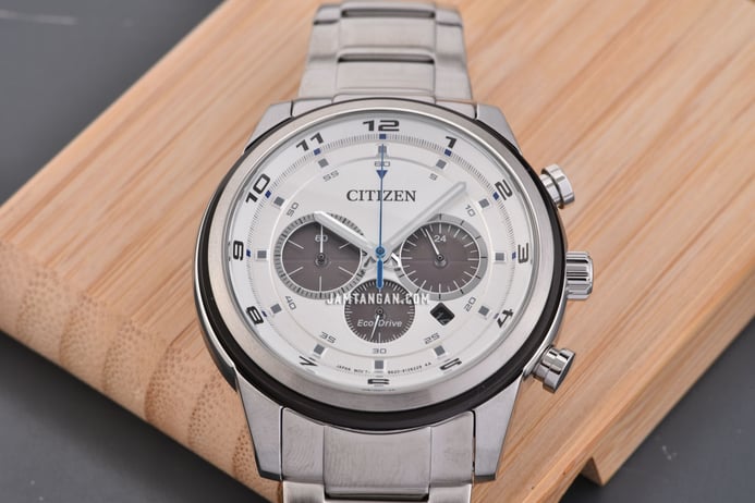Citizen Eco-Drive CA4034-50A Chronograph White Dial Stainless Steel Strap