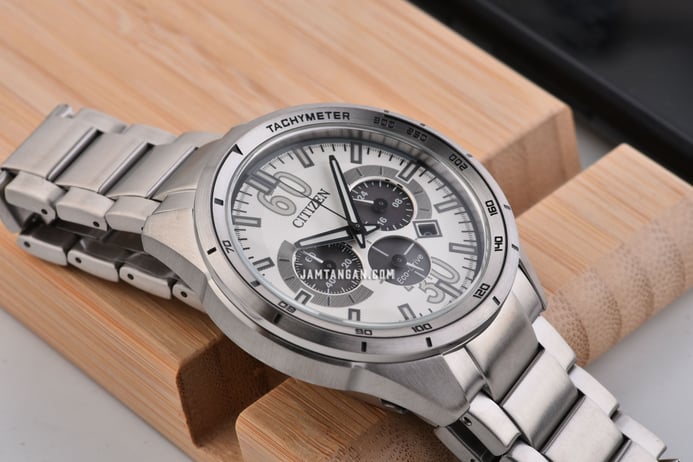 Citizen Eco-Drive CA4120-50A Chronograph White Dial Stainless Steel Strap