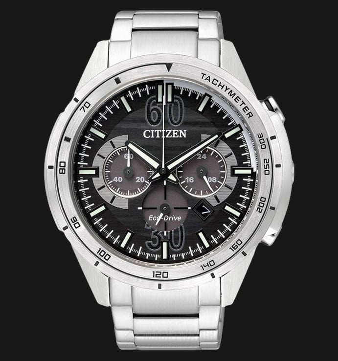 Citizen Eco-Drive CA4120-50E Chronograph Black Dial Stainless Steel Strap