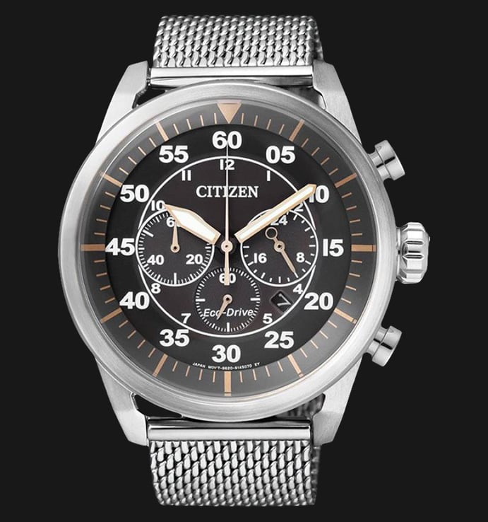 Citizen CA4210-59F Eco-Drive Chronograph Men Black Dial Stainless Steel Strap