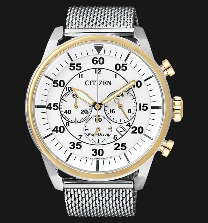 Citizen CA4214-58A Eco-Drive Chronograph Men White Dial Stainless Steel Strap