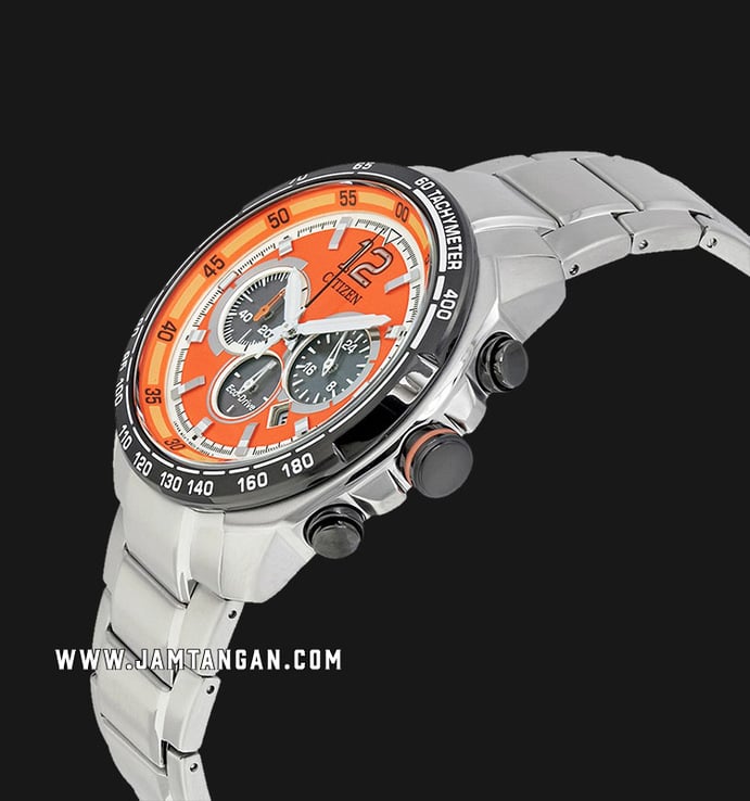 Citizen Eco-Drive CA4234-51X Cronograph Orange Dial Stainless Steel Strap