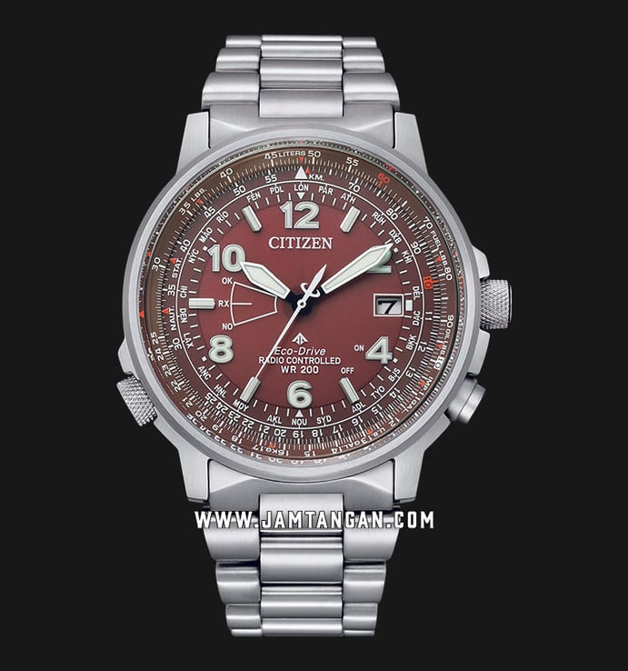 Citizen Promaster CB0241-85X Eco Drive Sky Red Dial Stainless Steel Strap