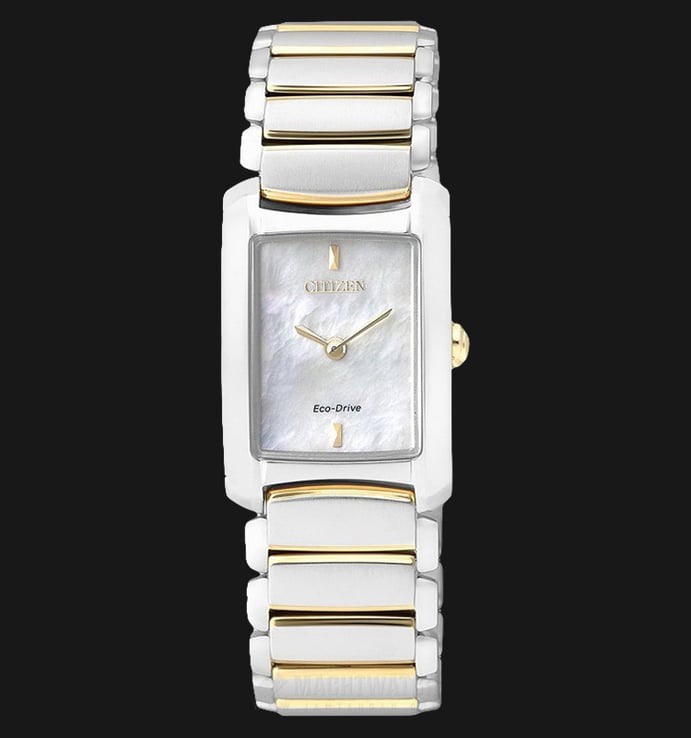Citizen Eco-Drive EG2975-50D Ladies White Mother of Pearl Dial Dual Tone Stainless Steel Strap