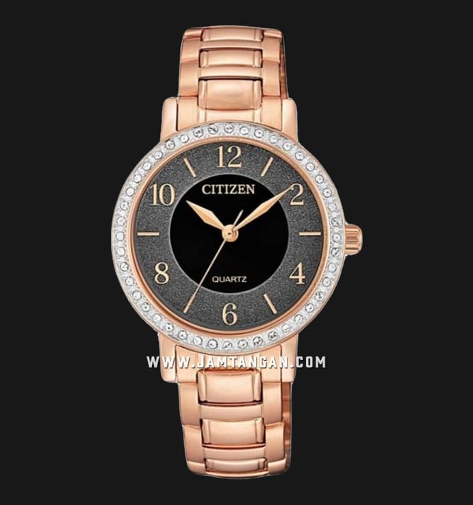 Citizen Classic EL3048-53E Black Dial Rose Gold Stainless Steel Strap