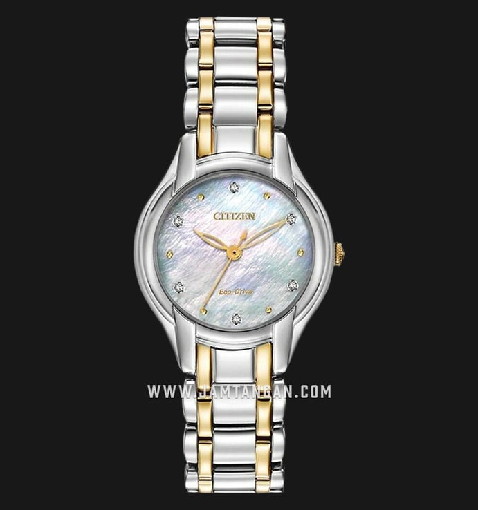 Citizen Eco-Drive EM0284-51D Mother of Pearl Dial Dual Tone Stainless Steel Strap