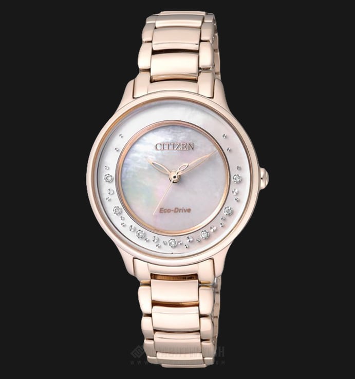 Citizen EM0382-51D Eco-Drive Ladies White Mother of Pearl Dial Gold Stainless Steel Strap