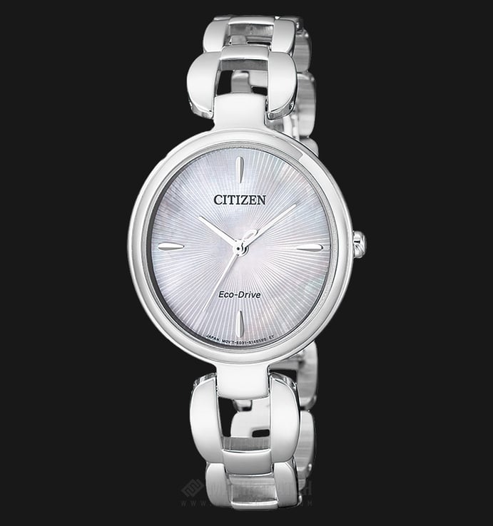 Citizen EM0420-89D Women Eco-Drive Elegant Sunray Mother of Pearl Dial Stainless Steel