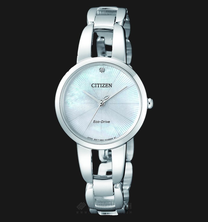 Citizen EM0430-85N Women Eco-Drive Elegant Sunray Mother of Pearl Dial Stainless Steel