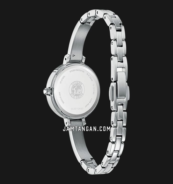 Citizen Eco Drive EM0860-51D Silhouette Crystal Ladies Mother Of Pearl Dial Stainless Steel Strap