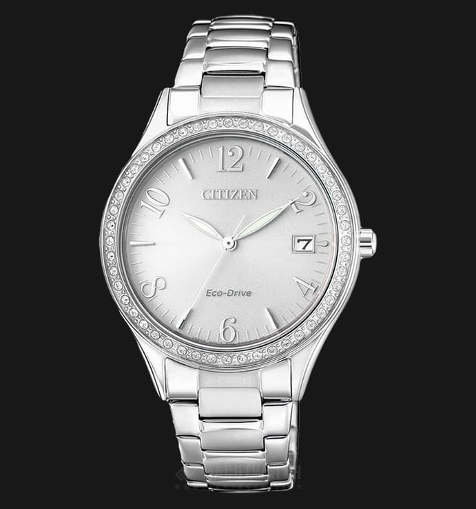 Citizen EO1180-82A Women Eco-Drive Crystal Elegant Silver Dial Stainless Steel