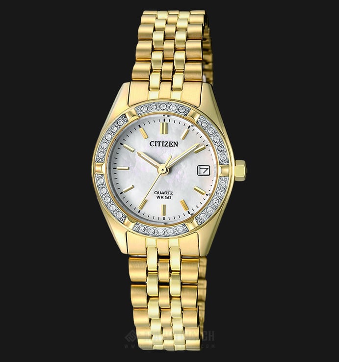 Citizen EU6062-50D Women Elegant Mother Of Pearl Dial Gold-tone Stainless Steel