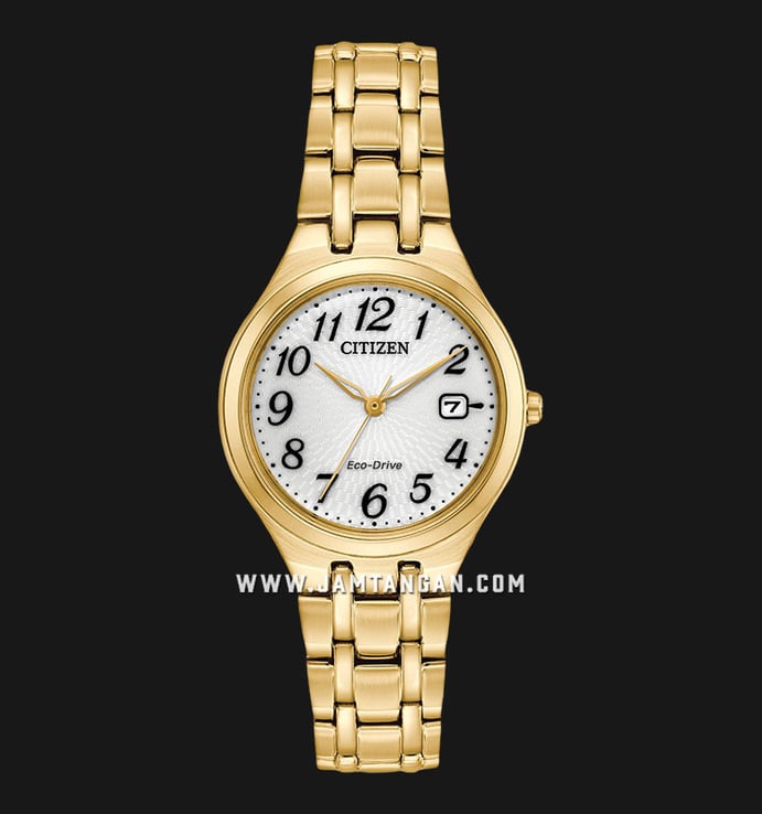 Citizen Eco-Drive EW2482-53A White Dial Gold Stainless Steel Strap