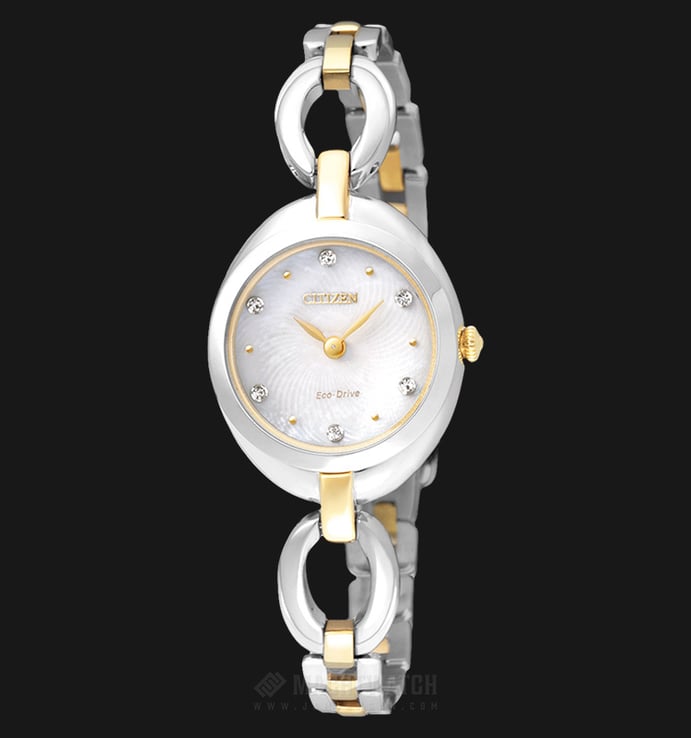Citizen EX1434-55D Eco-Drive Ladies White Mother of Pearl Dial Dual Tone Stainless Steel Strap