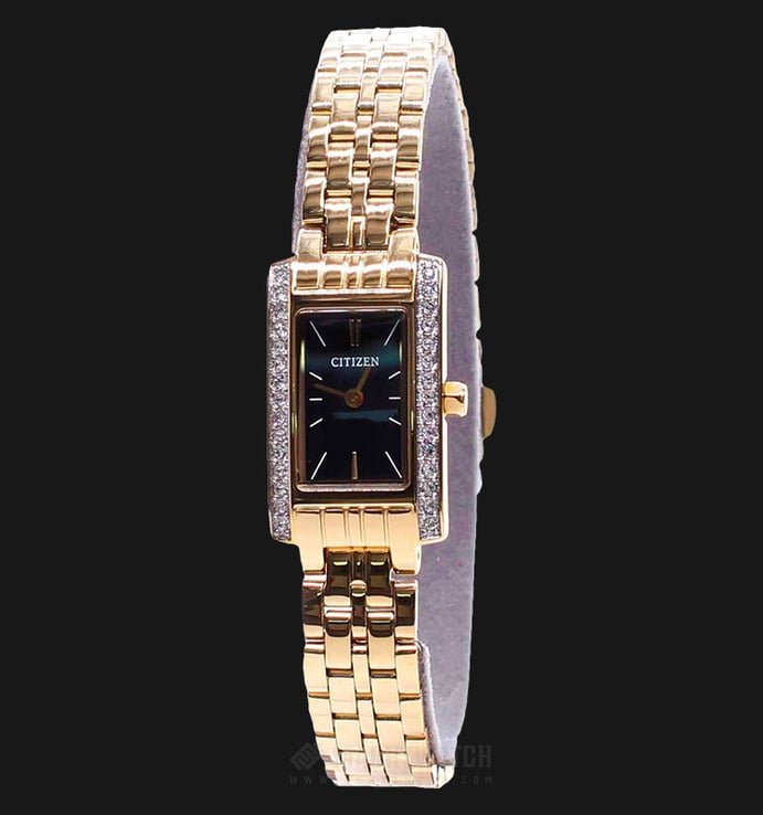 Citizen EZ6352-58E Ladies Black Dial Gold Stainless Steel Strap