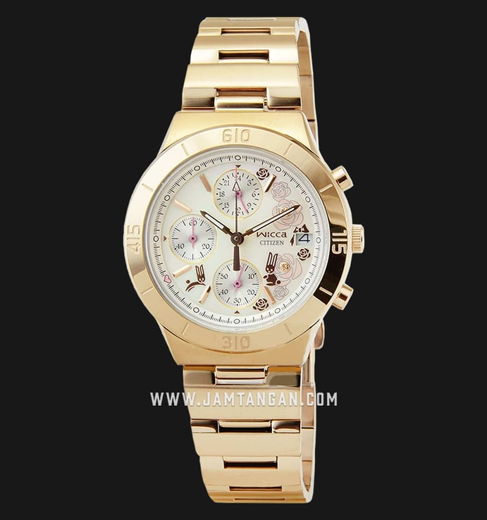Citizen Wicca FA1002-51D Chronograph White Dial Gold Stainless Steel Strap
