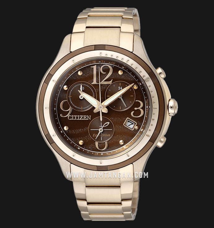 Citizen Eco-Drive FB1373-52W Chronograph Brown Dial Rose Gold Stainless Steel Strap