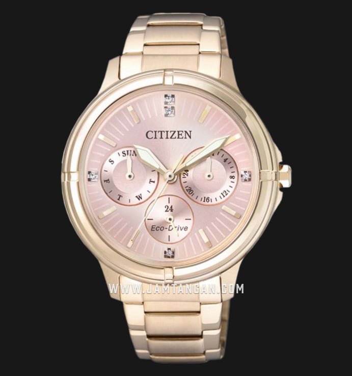 Citizen Eco-Drive FD2033-52W Pink Dial Rose Gold Stainless Steel Strap