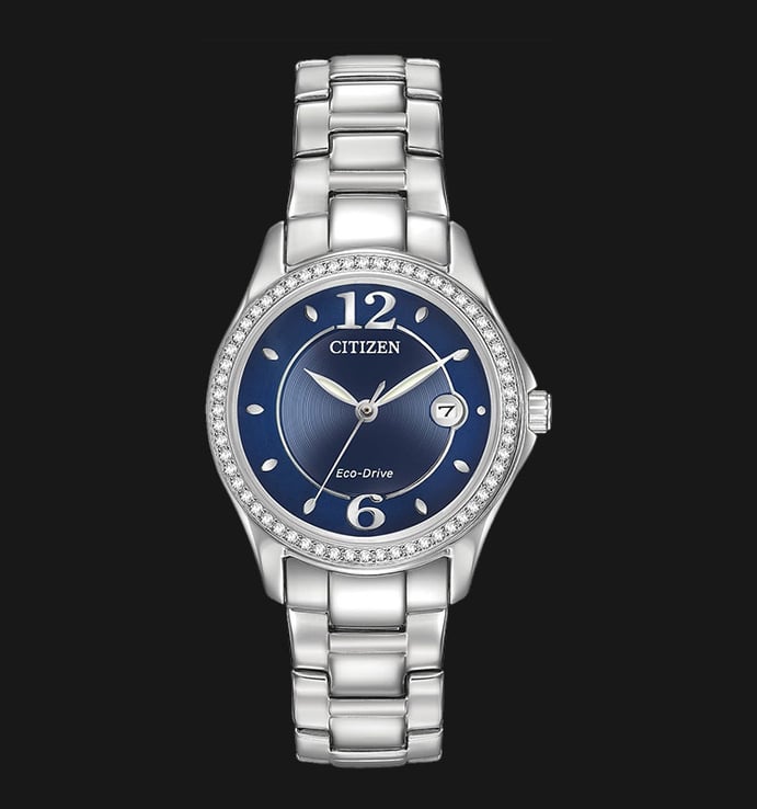 Citizen Eco-Drive FE1140-86L Ladies Silhouette Crystal Blue Dial Stainless Steel Strap