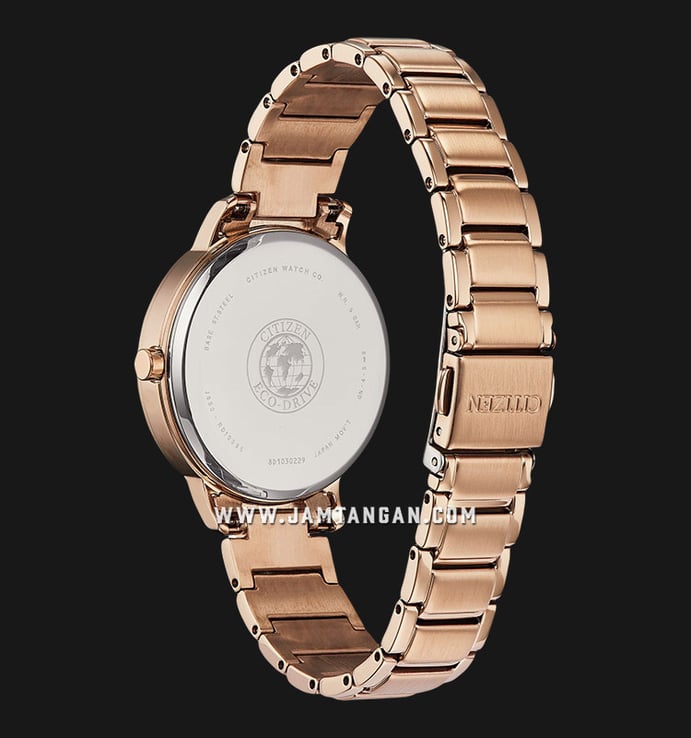 Citizen Eco-Drive FE7043-55A Silhouette Crystal Silver Dial Rose Gold Stainless Steel Strap