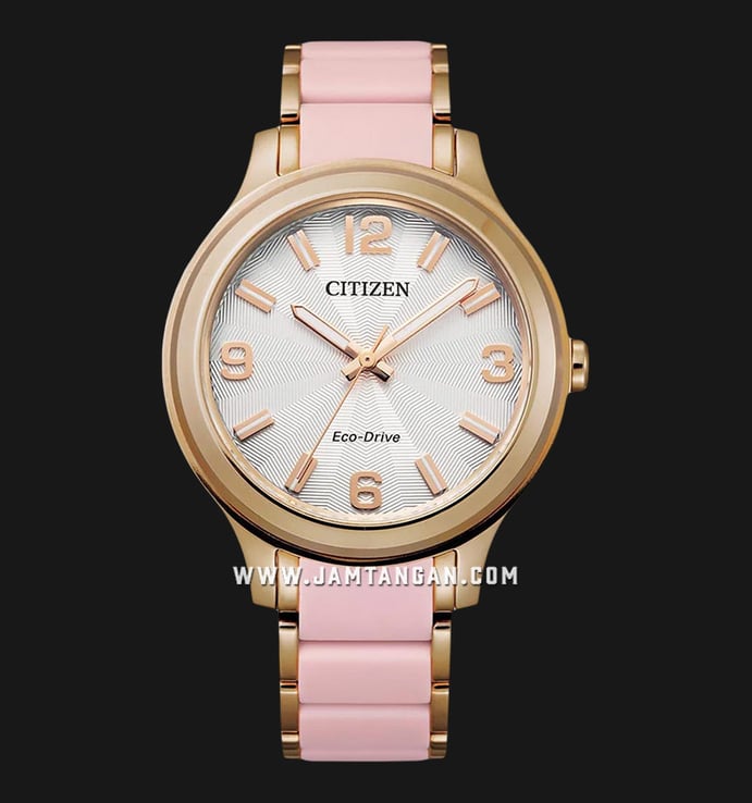 Citizen Eco-Drive FE7078-85A Dress Silver Dial Stainless Steel With Pink Silicone Strap