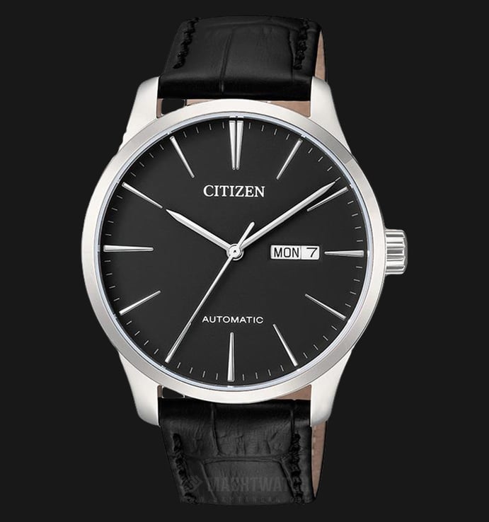 Citizen NH8350-08E Automatic Men Elegant Black Dial Black Leather Strap