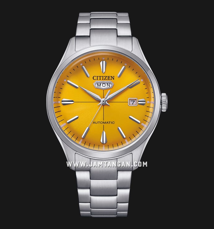 Citizen C7 Mechanical NH8391-51Z Crystal Seven Reissue Men Yellow Dial Stainless Steel Strap