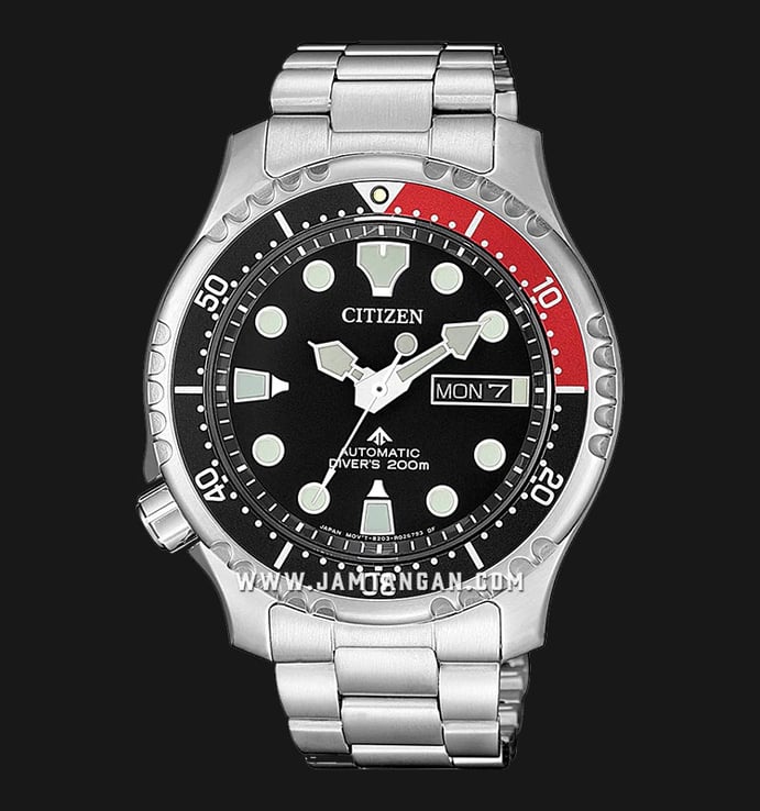 Citizen Promaster NY0085-86E Fugu Automatic Men Black Dial Stainless Steel Strap