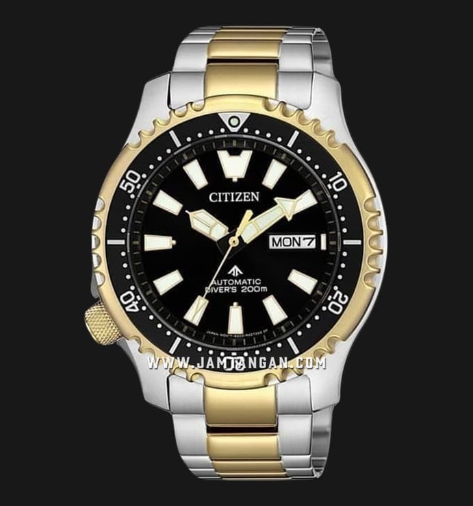Citizen Promaster NY0094-85E Fugu Automatic Divers 200M Black Dial Dual Tone Stainless Steel Strap
