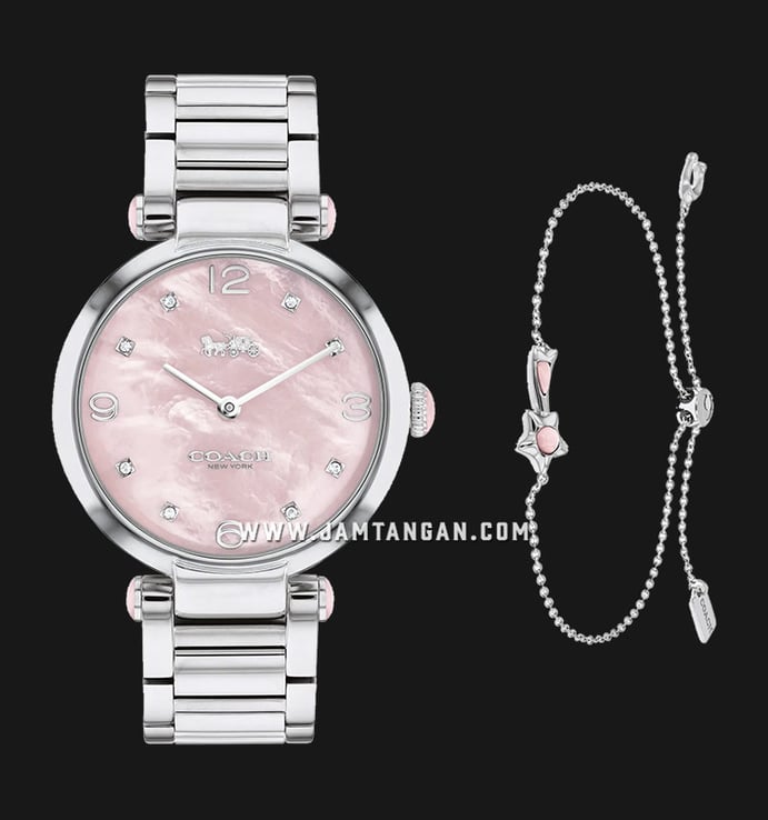 Coach Park Perry 14000075 Ladies Pink Mother Of Pearl Dial Stainless Steel Strap + Bracelet