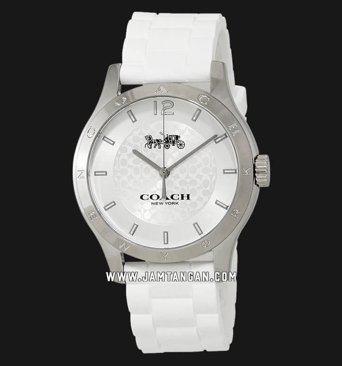 Coach Maddy 14502218 Ladies Silver Dial White Rubber Strap