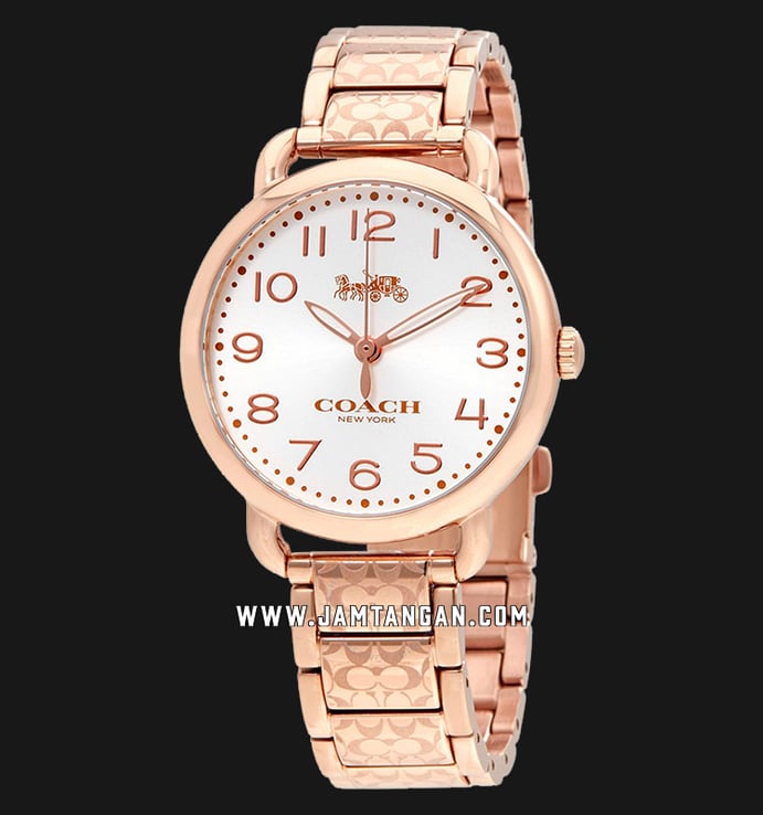 Coach 14502497 Delancey Ladies Silver Dial Rose Gold Stainless Steel Strap