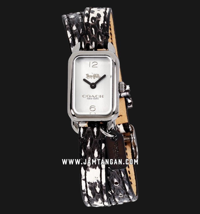 Coach 14502778 Ludlow Ladies Silver Dial Camouflage Leather Strap