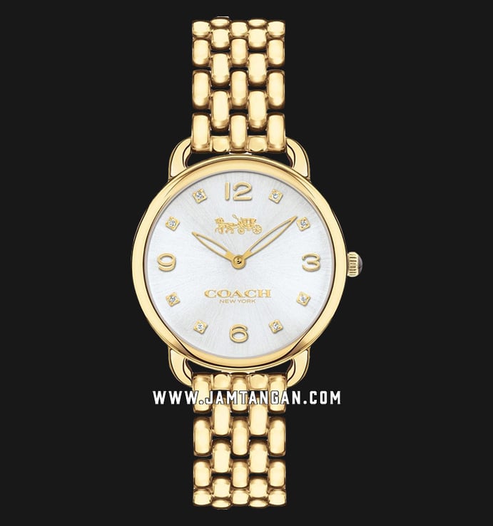 Coach Delancey Slim 14502782 Ladies Silver Dial Gold Stainless Steel Strap