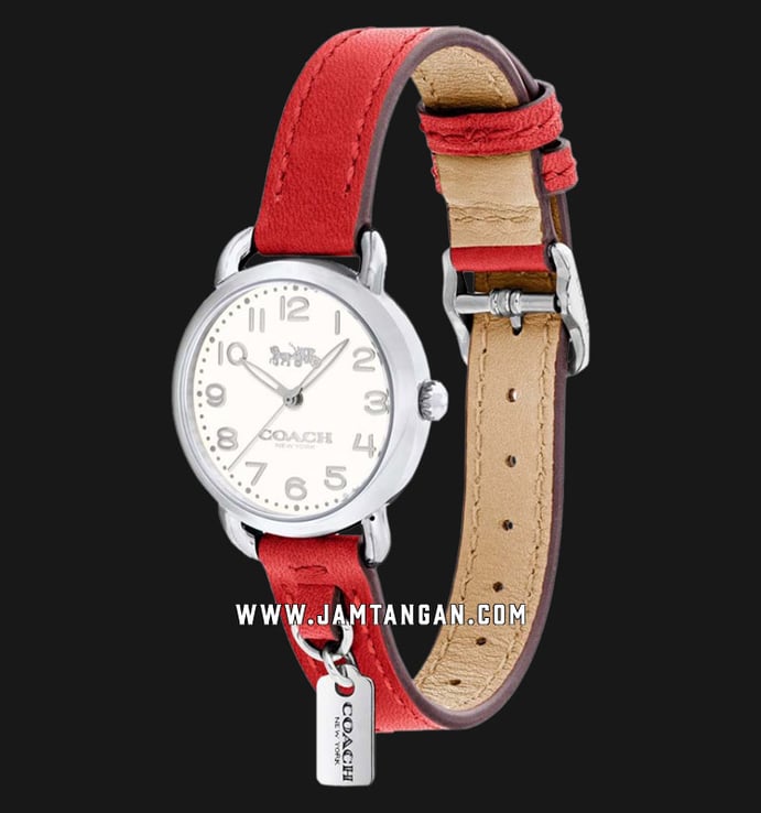 Coach Delancey 14502814 Ladies White Dial Red Leather Strap