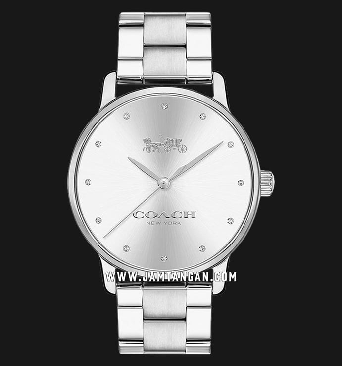 Coach Grand 14502926 Ladies Silver Sunray Dial Stainless Steel Strap