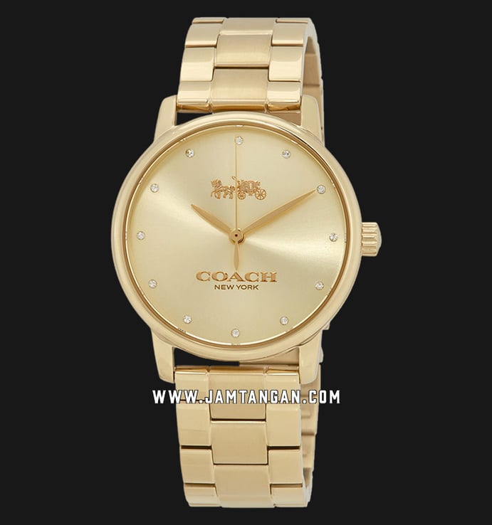 Coach Grand 14502927 Ladies Gold Sunray Dial Gold Stainless Steel Strap