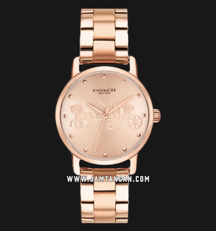 Coach 14502977 Grand Ladies Rose Gold Dial Rose Gold Stainless Steel Strap
