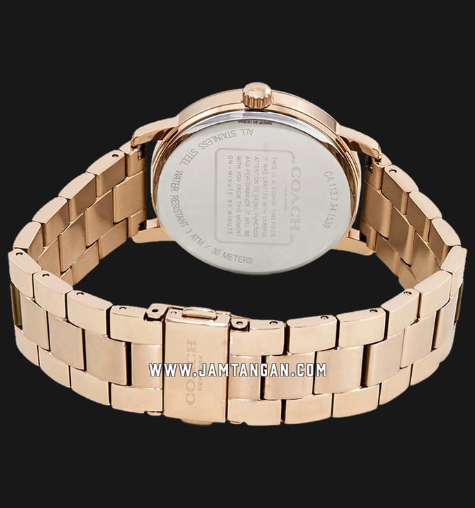 Coach 14503007 Grand Ladies White Dial Rose Gold Stainless Steel Strap